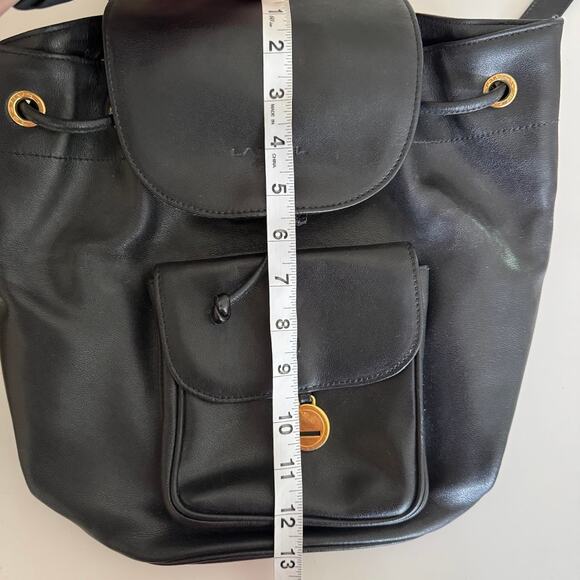 Lancel Paris Black Leather Drawstring Backpack - Picture 7 of 10